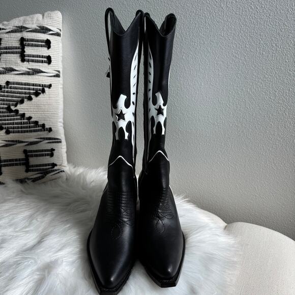 Anine Bing Black Mid Calf Tania Western Boots EU 38/ 7.5 US NEW - Picture 5 of 13